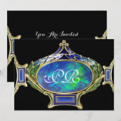 BLAUWE GROENE OPALEN, ART NOUVEAU GOUDEN JUWELEN M KAART (Voorkant / Achterkant)