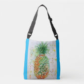 Blauwe groene Oranje ananasappelmoes Crossbody Tas (Voorkant)