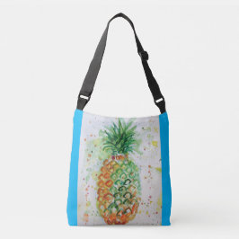 Blauwe groene Oranje ananasappelmoes Crossbody Tas