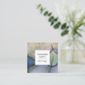 Blauwe, groene, Paarse en gouden Abstracte vloeien Vierkante Visitekaartje (Staand voorkant)