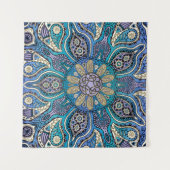 Blauwe groene Paarse Keltische Mandala wandtapijte Wandkleed (Voorkant (horizontaal))