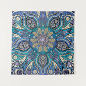 Blauwe groene Paarse Keltische Mandala wandtapijte Wandkleed (Voorkant)