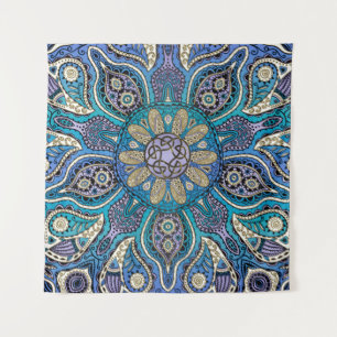 Blauwe groene Paarse Keltische Mandala wandtapijte Wandkleed