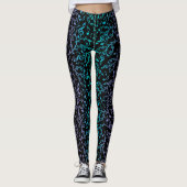 Blauwe groene Paarse Muzieknoten Leggings (Voorkant)
