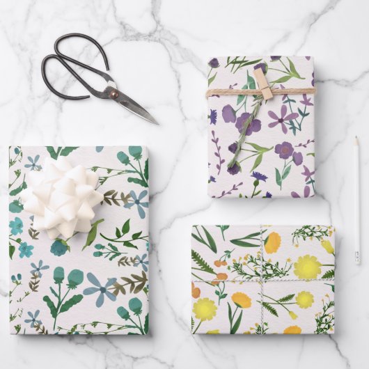 Blauwe groene Paarse Oranje Waterverf Inpakpapier Vel (Voorkant)