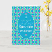 Blauwe, groene, Paarse Ramadan-Kaart, Islamitisch  Kaart (Gele Bloem)