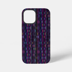 Blauwe, groene, paarse, roze vierkanten met strepe iPhone 12 mini hoesje