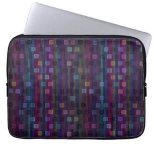 Blauwe, groene, paarse, roze vierkanten met strepe laptop sleeve