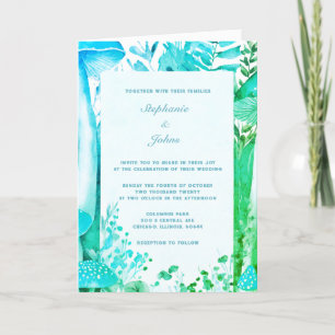 Blauwe Groene Paddestoel Woodland Abstracte Boho b