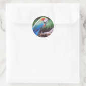 BLAUWE GROENE PAPEGAAI RONDE STICKER (Tas)