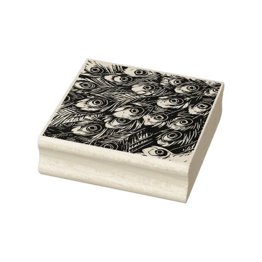 Blauwe groene Peacock Wood en Rubber Stamp Rubberstempel (Stempel)