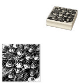 Blauwe groene Peacock Wood en Rubber Stamp Rubberstempel (Gestempeld)