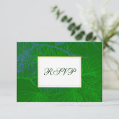 Blauwe Groene Pine Custom RSVP-kaarten RSVP Kaartje (Staand voorkant)