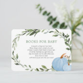 Blauwe groene pompoenen herfst boeken voor babyjon informatiekaartje (Staand voorkant)