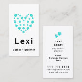 Blauwe groene pootdruk Heart Pet Walker Sitter Visitekaartje (Voorkant / Achterkant)