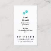 Blauwe groene pootdruk Heart Pet Walker Sitter Visitekaartje (Achterkant)