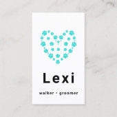 Blauwe groene pootdruk Heart Pet Walker Sitter Visitekaartje (Voorkant)