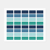 Blauwe groene rechthoek Kledingetiketten van Kind Labels (Vel)