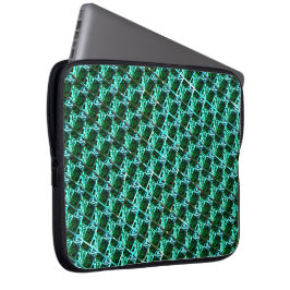 Blauwe groene rechthoeken of baksteeneffect? laptop sleeve