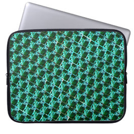 Blauwe groene rechthoeken of baksteeneffect? laptop sleeve