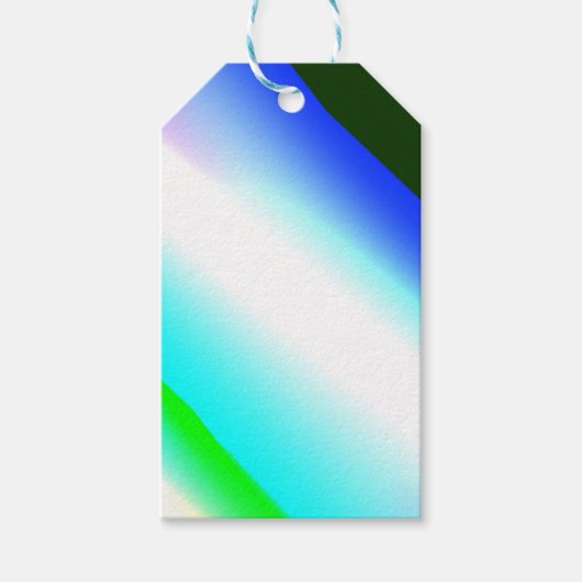 Blauwe groene regenboog abstracte textuurkunst t cadeaulabel (Voorkant)