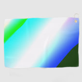 Blauwe groene regenboog abstracte textuurkunst t golfhanddoek (Horizontaal)