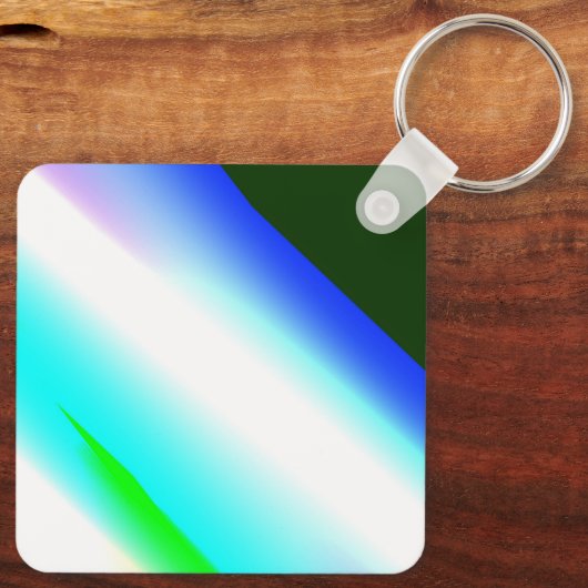 Blauwe groene regenboog abstracte textuurkunst t sleutelhanger (Achterkant)