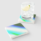 Blauwe groene regenboog abstracte textuurkunst t stenen onderzetter (Zijkant)