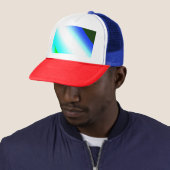 Blauwe groene regenboog abstracte textuurkunst t trucker pet (In situ)