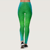 Blauwe groene regenboog in Elephantenskin leathero Leggings (Achterkant)