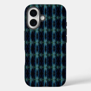 Blauwe groene regenboogsterren, artdeco-patroon iPhone 16 hoesje