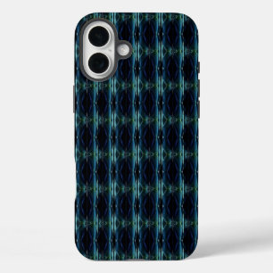 Blauwe groene regenboogsterren, artdeco-patroon iPhone 16 plus hoesje