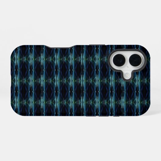 Blauwe groene regenboogsterren, artdeco-patroon iPhone 16 hoesje (Achterkant horizontaal)