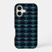 Blauwe groene regenboogsterren, artdeco-patroon iPhone 16 hoesje (Achterkant)