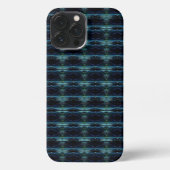 Blauwe groene regenboogsterren, artdeco-patroon iPhone hoesje (Achterkant)