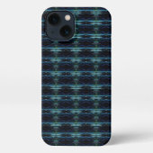Blauwe groene regenboogsterren, artdeco-patroon iPhone hoesje (Achterkant)