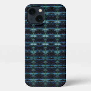 Blauwe groene regenboogsterren, artdeco-patroon iPhone 13 hoesje