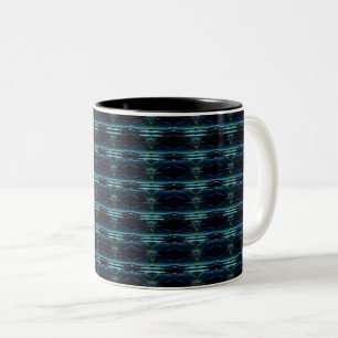 Blauwe groene regenboogsterren, artdeco-patroon tweekleurige koffiemok