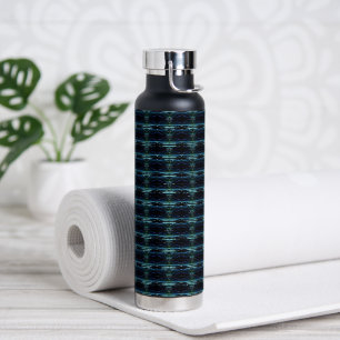 Blauwe groene regenboogsterren, artdeco-patroon waterfles
