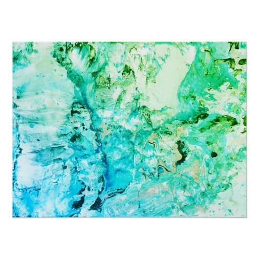 Blauwe groene rendy moderne Abstracte kunst Perfect Poster (Voorkant)