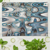 Blauwe groene retro-stijl theedoek (Gevouwen)