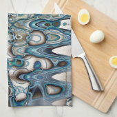 Blauwe groene retro-stijl theedoek (Quarter Fold)