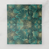 Blauwe groene reuzenbladeren plaatskaartje (Binnenkant ongevouwen)