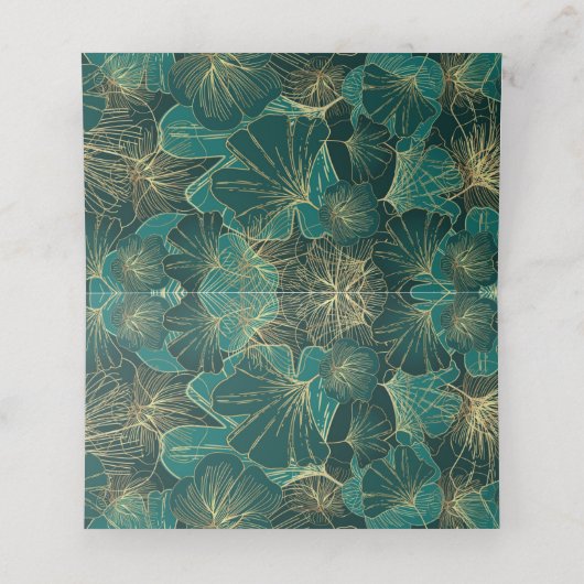 Blauwe groene reuzenbladeren plaatskaartje (Binnenkant ongevouwen)