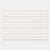 Blauwe, groene, rode en witte strepen en speldenba inpakpapier vel (Voorkant 3)