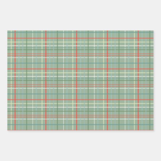 Blauwe, groene, rode en witte strepen en speldenba inpakpapier vel (Voorkant 2)