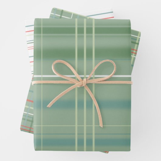 Blauwe, groene, rode en witte strepen en speldenba inpakpapier vel (In situ)