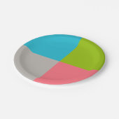 Blauwe groene roze grijs papieren bordje (Gekanteld)