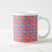 Blauwe, groene, Scarlet Art Nouveau Pattern Jumbo  Grote Koffiekop (Rechts)