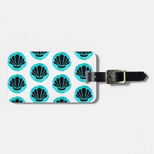 Blauwe groene schaal bagagelabel (Voorkant horizontaal)